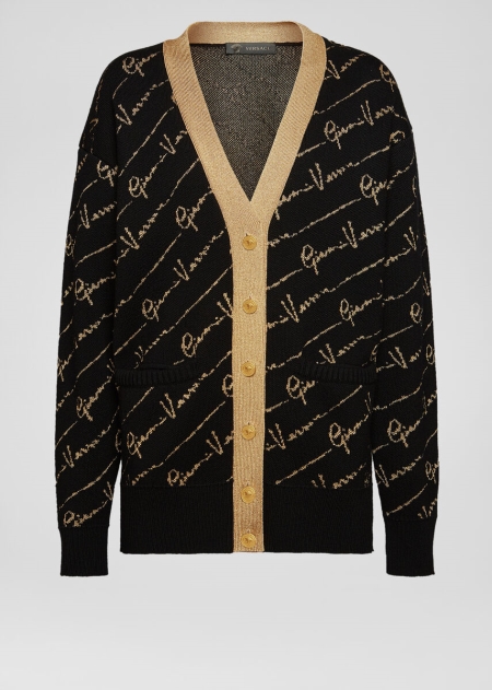 Versace GV Signature Jacquard Lamé Cardigan Dam - 970183RCV